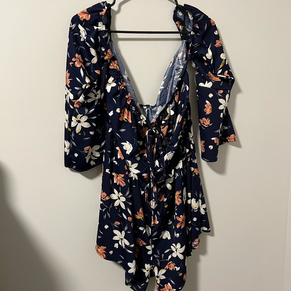 Floral Navy Blue Romper